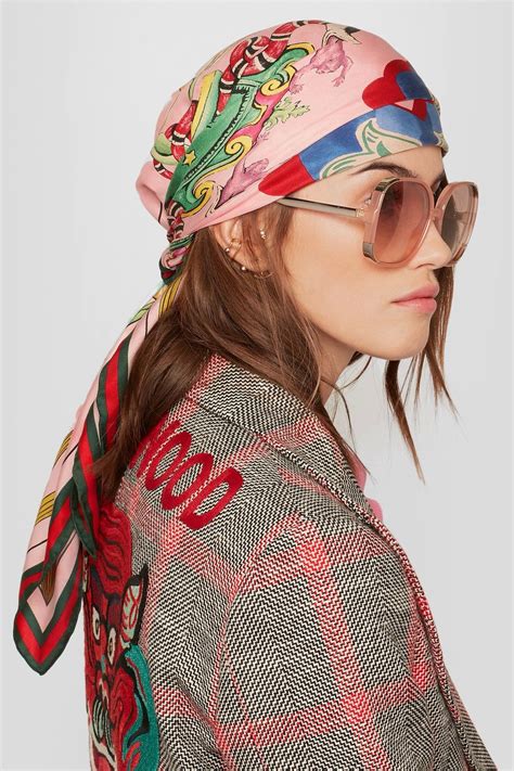 gucci printed twill scarf|gucci headband scarf.